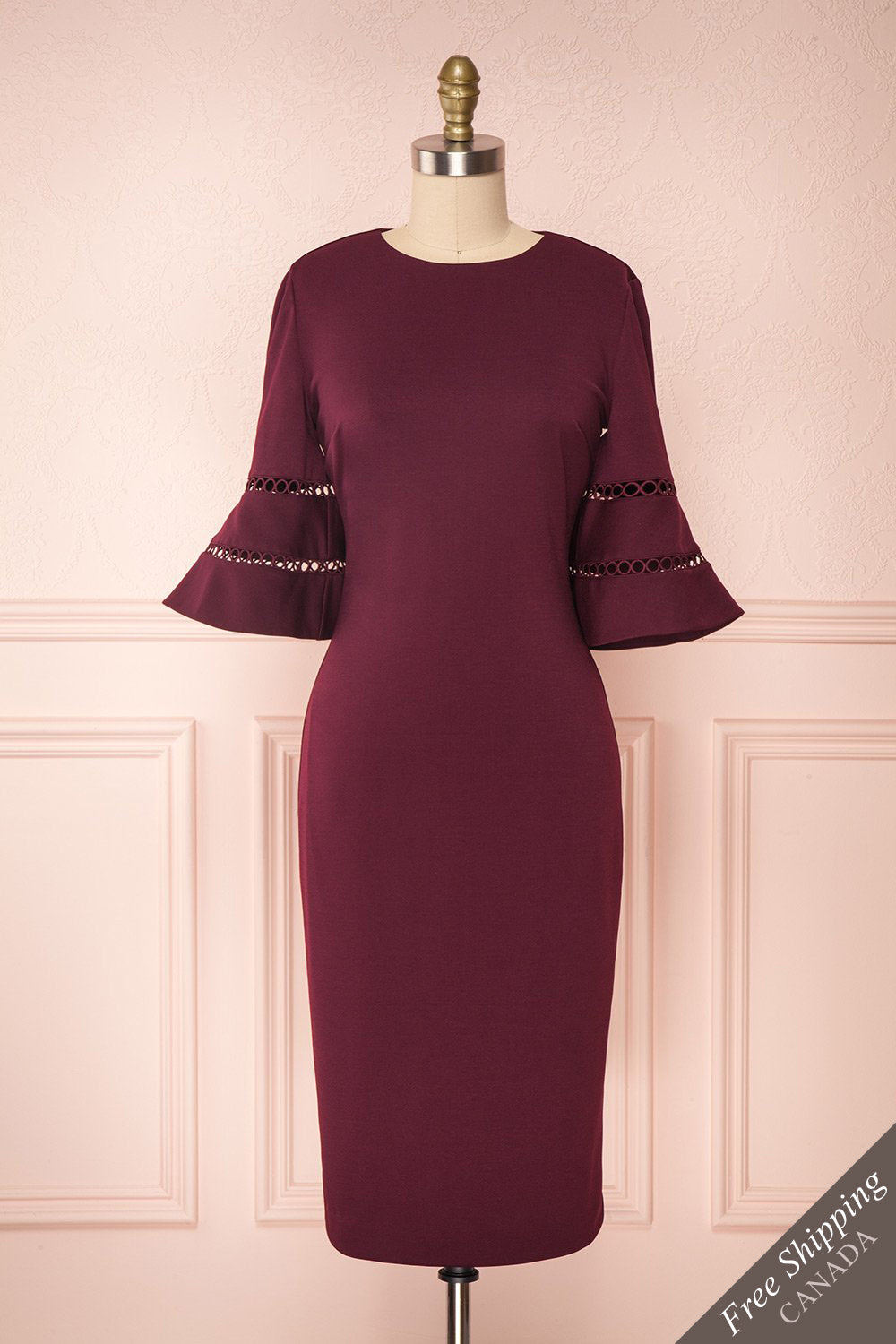 Filnio Burgundy Fitted Ted Baker Cocktail Dress | Boutique 1861