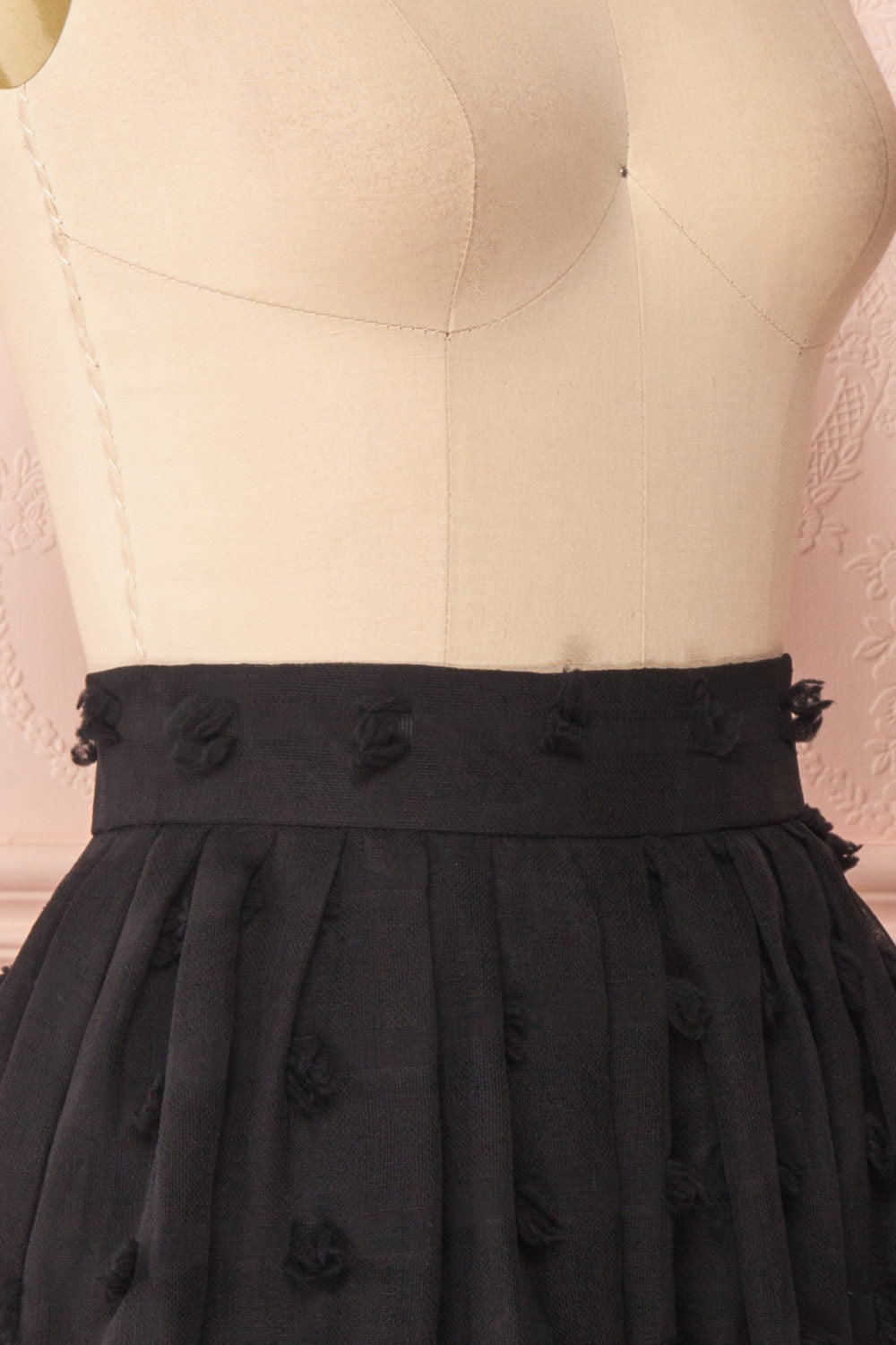 Flavie Noir Black A-Line Skirt | Jupe Ligne A | Boutique 1861 side close-up