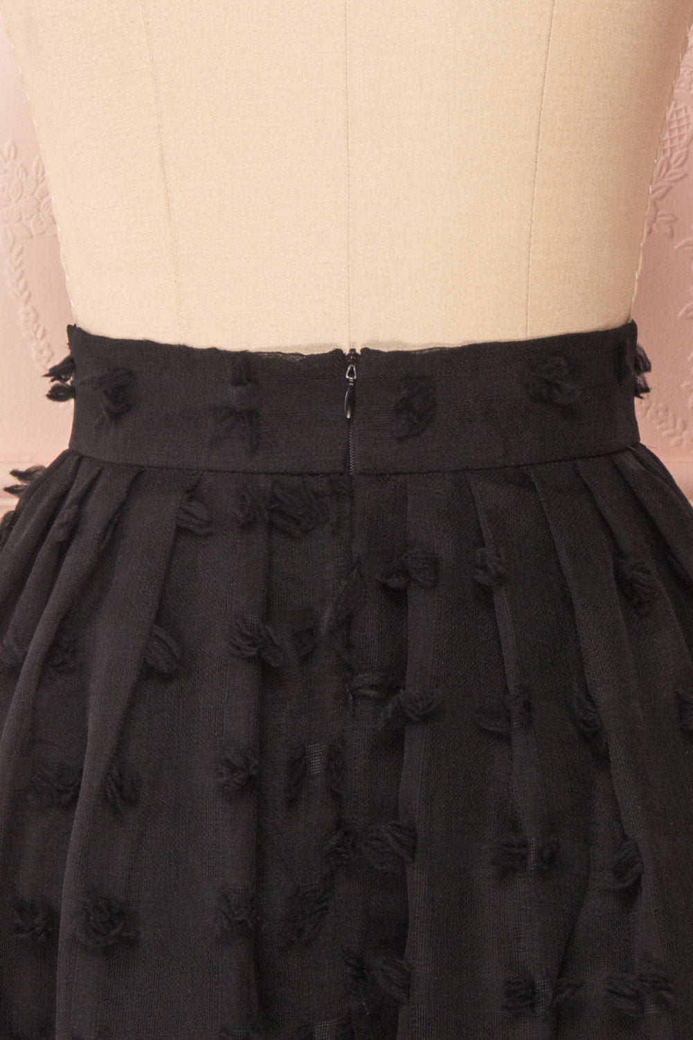 Flavie Noir Black A-Line Skirt | Jupe Ligne A | Boutique 1861 back close-up
