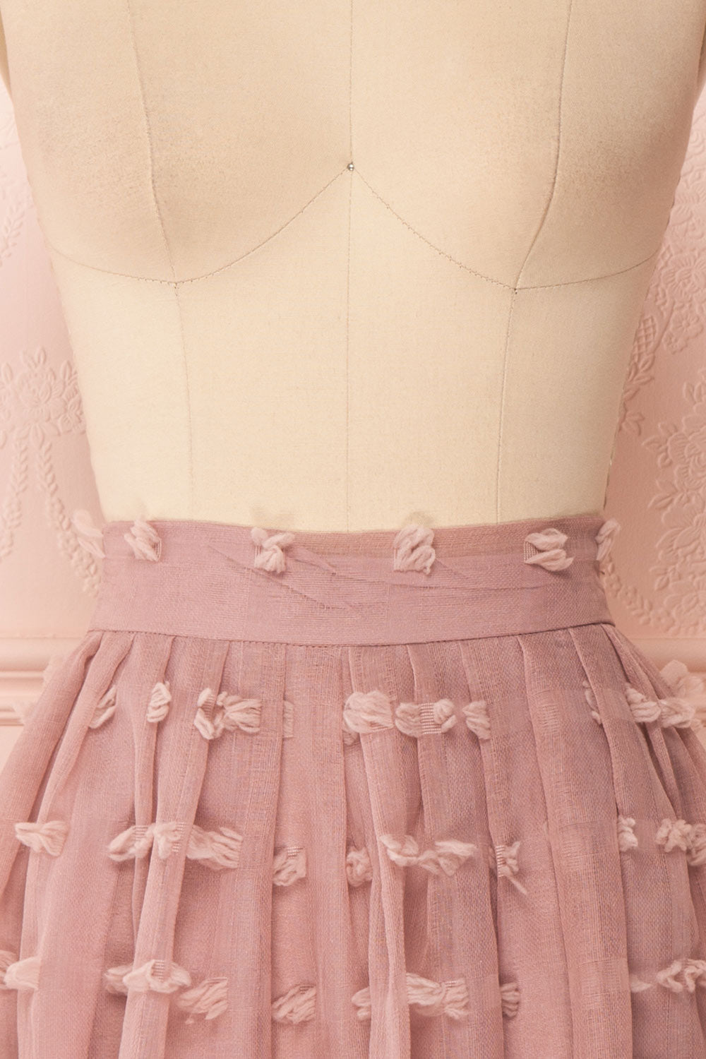 Flavie Rose Pink A-Line Skirt | Jupe Ligne A | Boutique 1861 front close-up