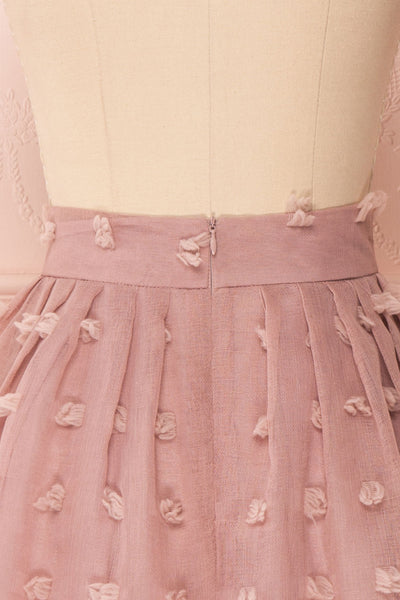 Flavie Rose Pink A-Line Skirt | Jupe Ligne A | Boutique 1861 back close-up