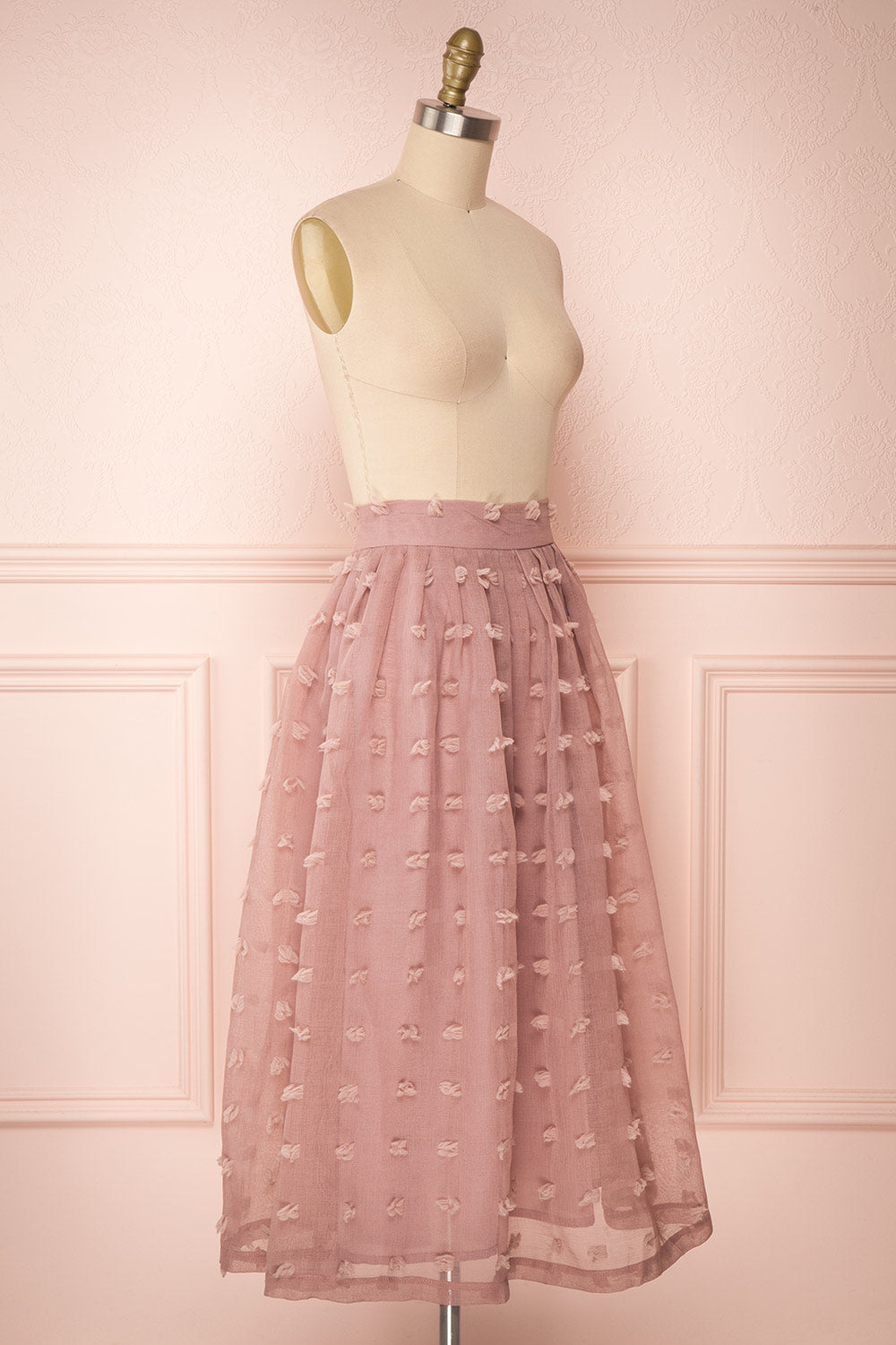 Flavie Rose Pink A-Line Skirt | Jupe Ligne A | Boutique 1861 side view 