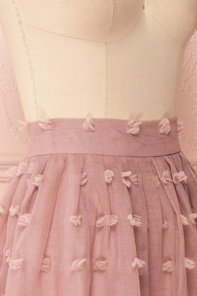Flavie Rose Pink A-Line Skirt | Jupe Ligne A | Boutique 1861 side close-up