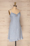 Fleurance Light Blue Patterned Short Dress | La petite garçonne side view