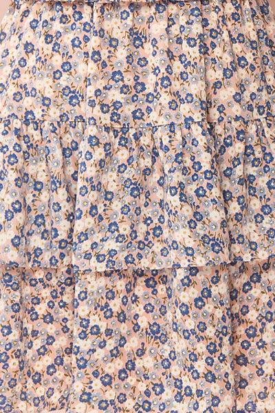 Florenza Short Pink Floral Ruffle Dress | Boutique 1861 details