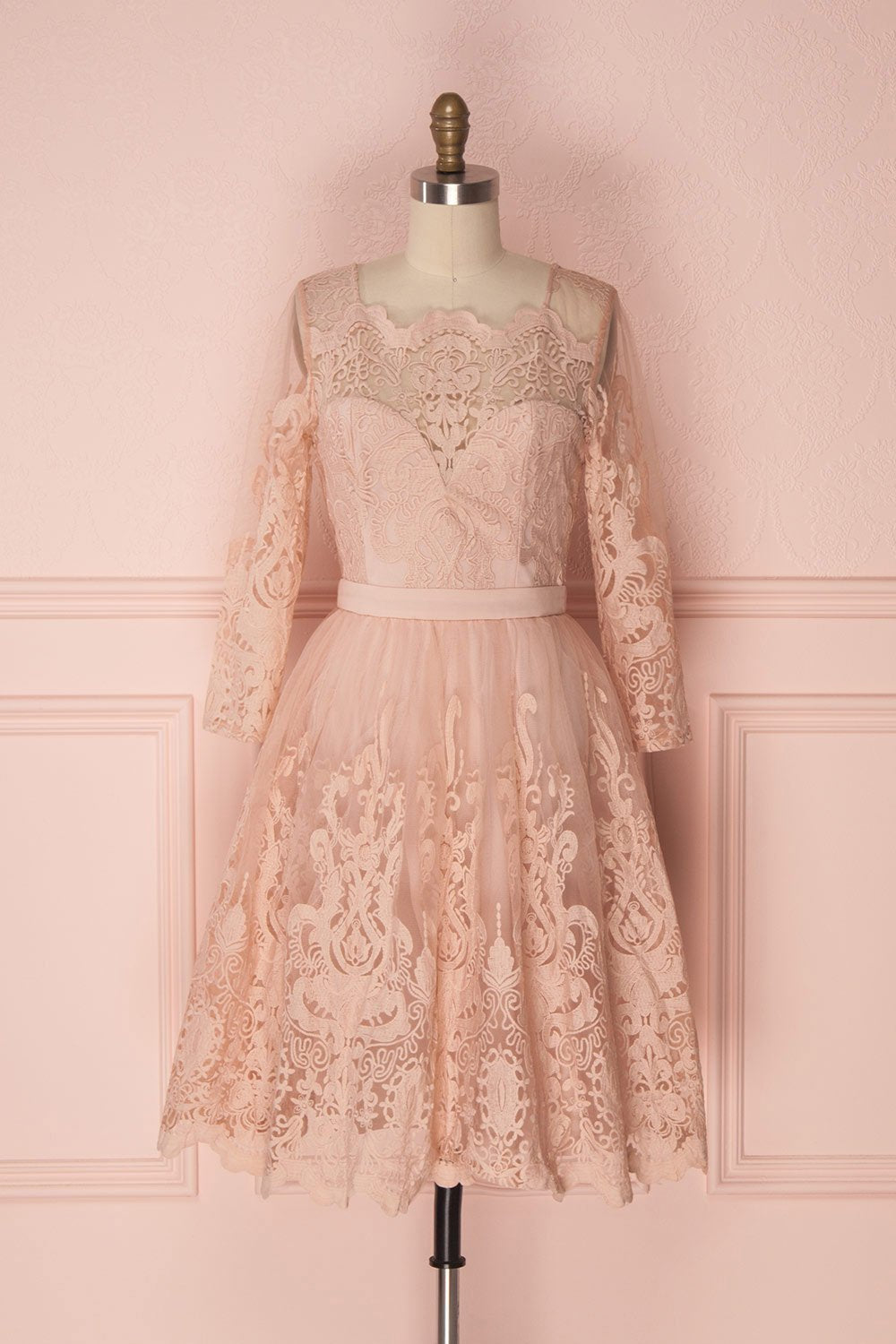 Fodla Blush Pink Embroidered A-Line Dress | Boutique 1861
