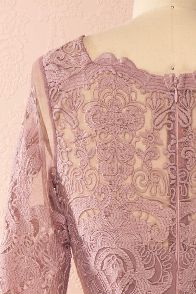 Fodla Mauve Embroidered A-Line Dress | Boutique 1861