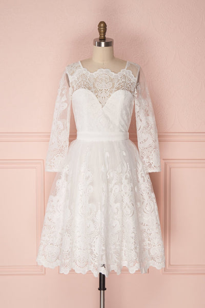Fodla White Embroidered A-Line Dress | Boudoir 1861