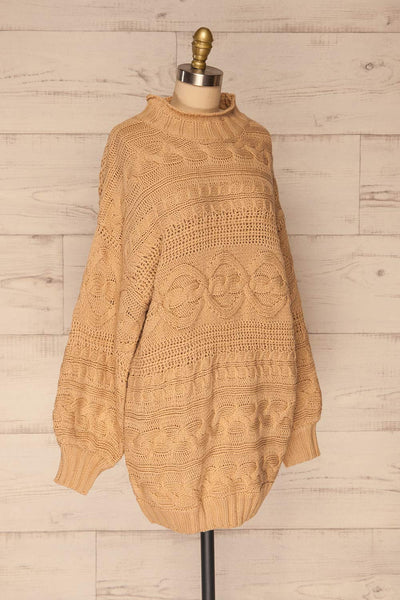Folegrand Beige Knitted Sweater Dress | La petite garçonne side view