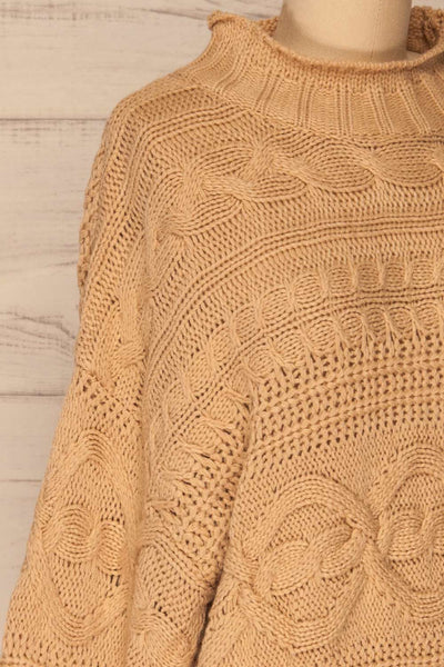Folegrand Beige Knitted Sweater Dress | La petite garçonne side close-up