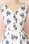 Folium White Midi Summer Dress w/ Flowers | Boutique 1861 front close-up