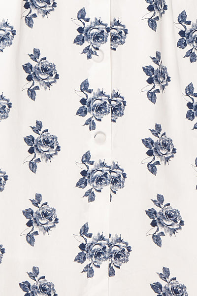 Folium White Midi Summer Dress w/ Flowers | Boutique 1861 fabric details