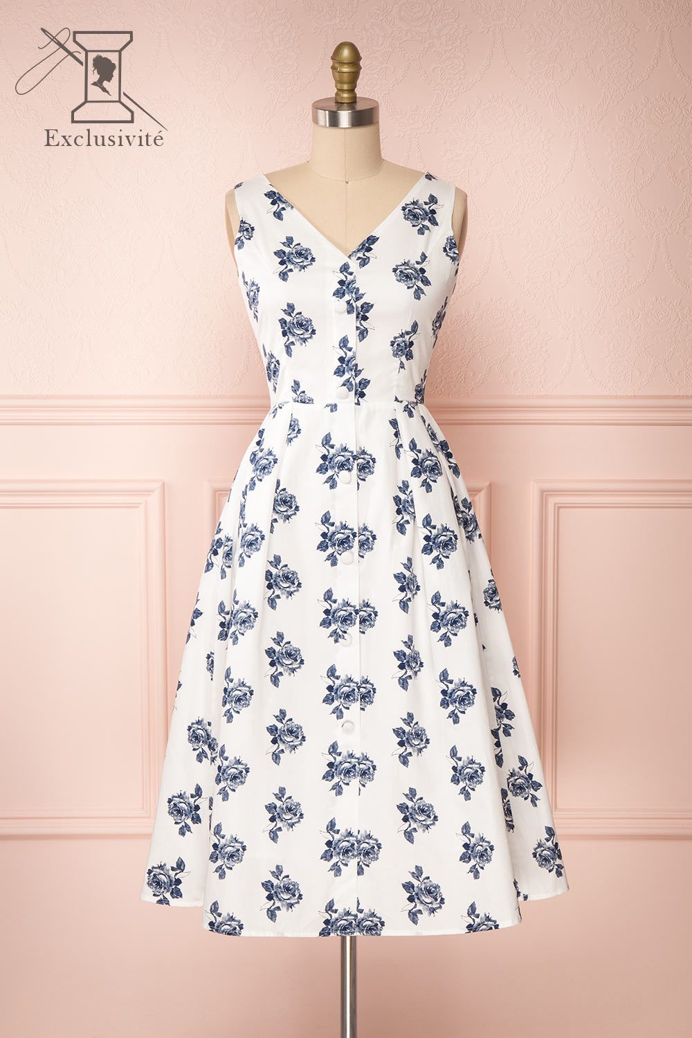 Folium White Floral Midi Summer Dress | Boutique 1861