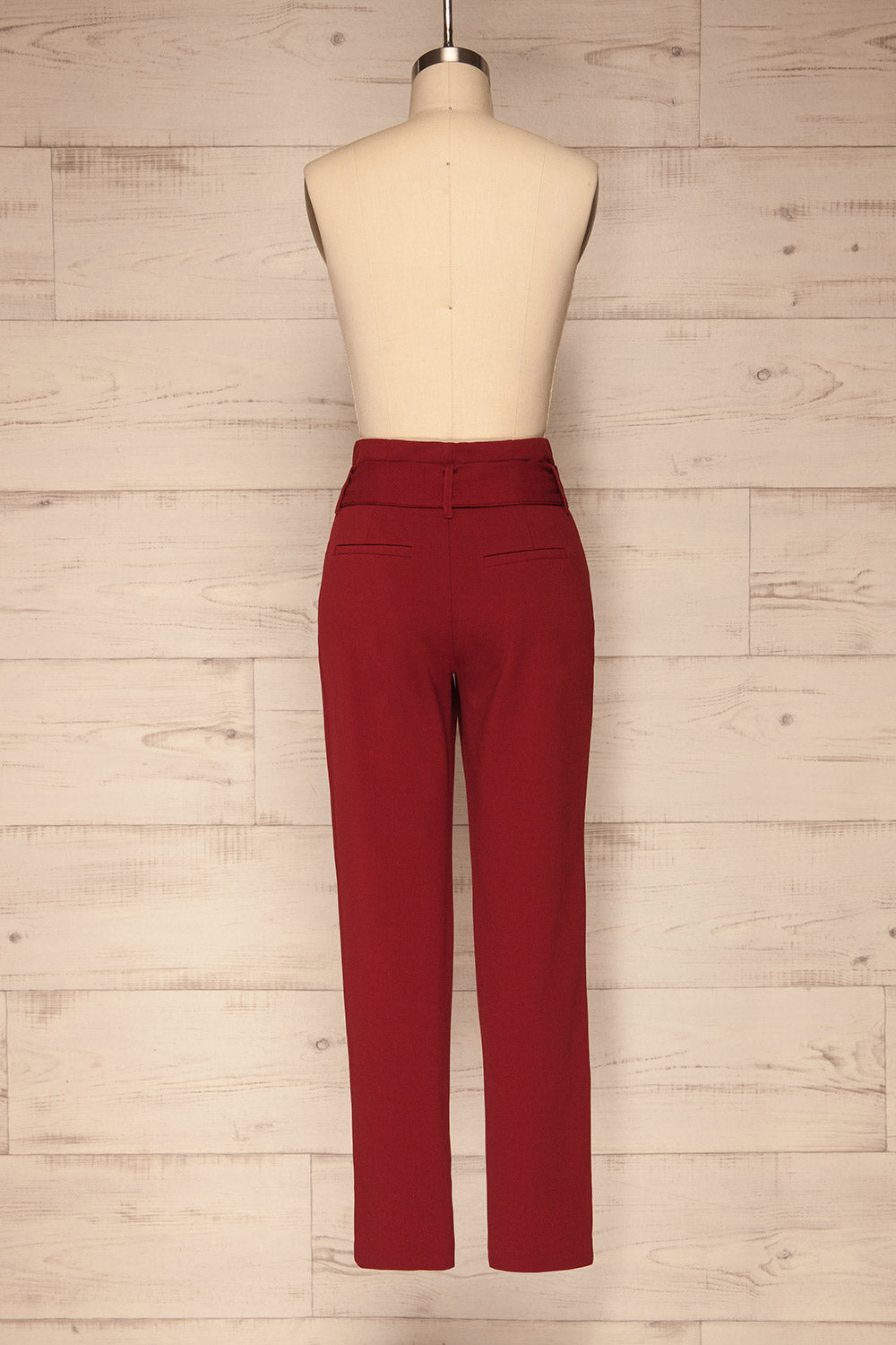 Forenza Burgundy High-Waisted Pleated Pants | La Petite Garçonne back view 