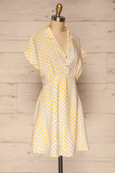 Frampol White Short Dress w/ Polka Dots | La petite garçonne side view
