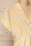 Frampol White Short Dress w/ Polka Dots | La petite garçonne side close-up