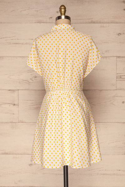 Frampol White Short Dress w/ Polka Dots | La petite garçonne back view