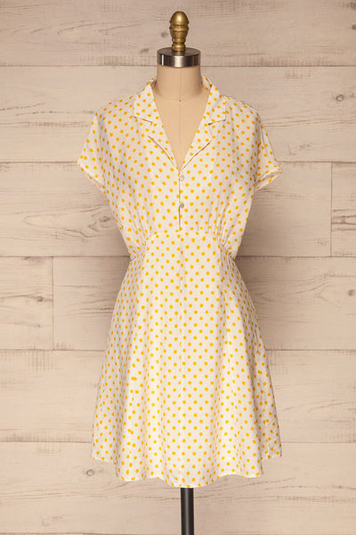 Frampol White Short Dress w/ Polka Dots | La petite garçonne