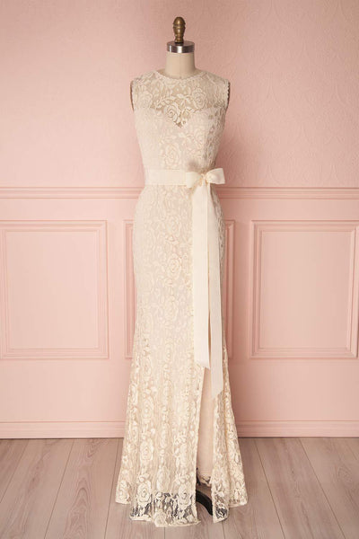 Francia Cream Lace Mermaid Gown front view | Boudoir 1861