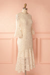 Freia Beige Lace Mermaid Midi Dress | Boutique 1861
