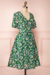 Frieda Green Floral Short Sleeve Midi Dress | Boutique 1861 side view