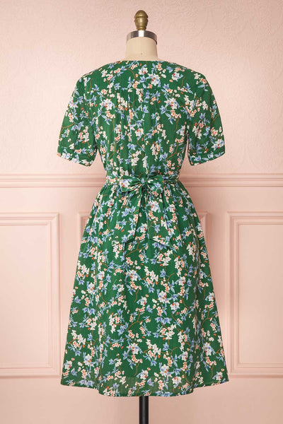 Frieda Green Floral Short Sleeve Midi Dress | Boutique 1861 back view