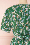 Frieda Green Floral Short Sleeve Midi Dress | Boutique 1861 back close-up