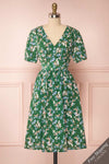 Frieda Green Floral Short Sleeve Midi Dress | Boutique 1861 front view