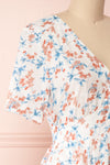 Frieda White Floral Short Sleeve Midi Dress | Boutique 1861 side close-up