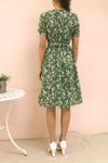 Frieda Green Floral Short Sleeve Midi Dress | Boutique 1861 model back 2