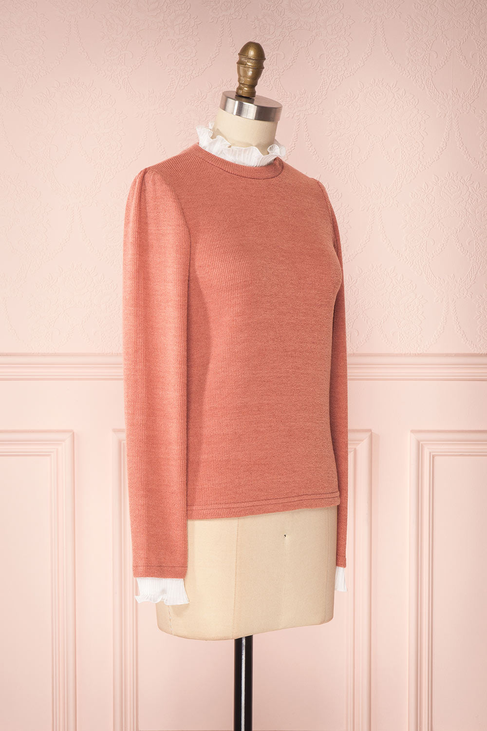 Gadiela Pink Ribbed Knit Top with Pleated Details | Boutique 1861 3