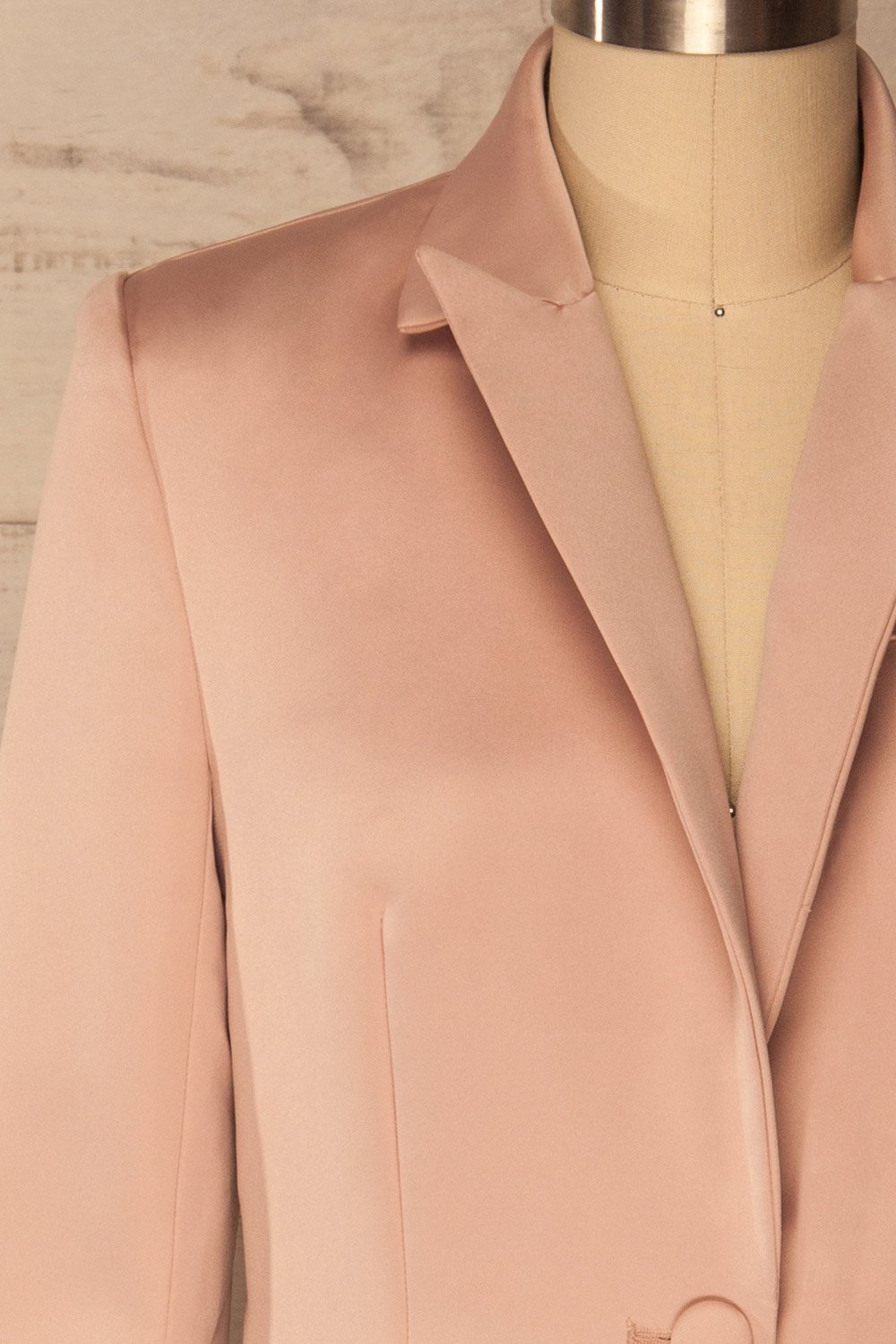 Galdina Dusty Pink Satin Blazer Coat | La Petite Garçonne