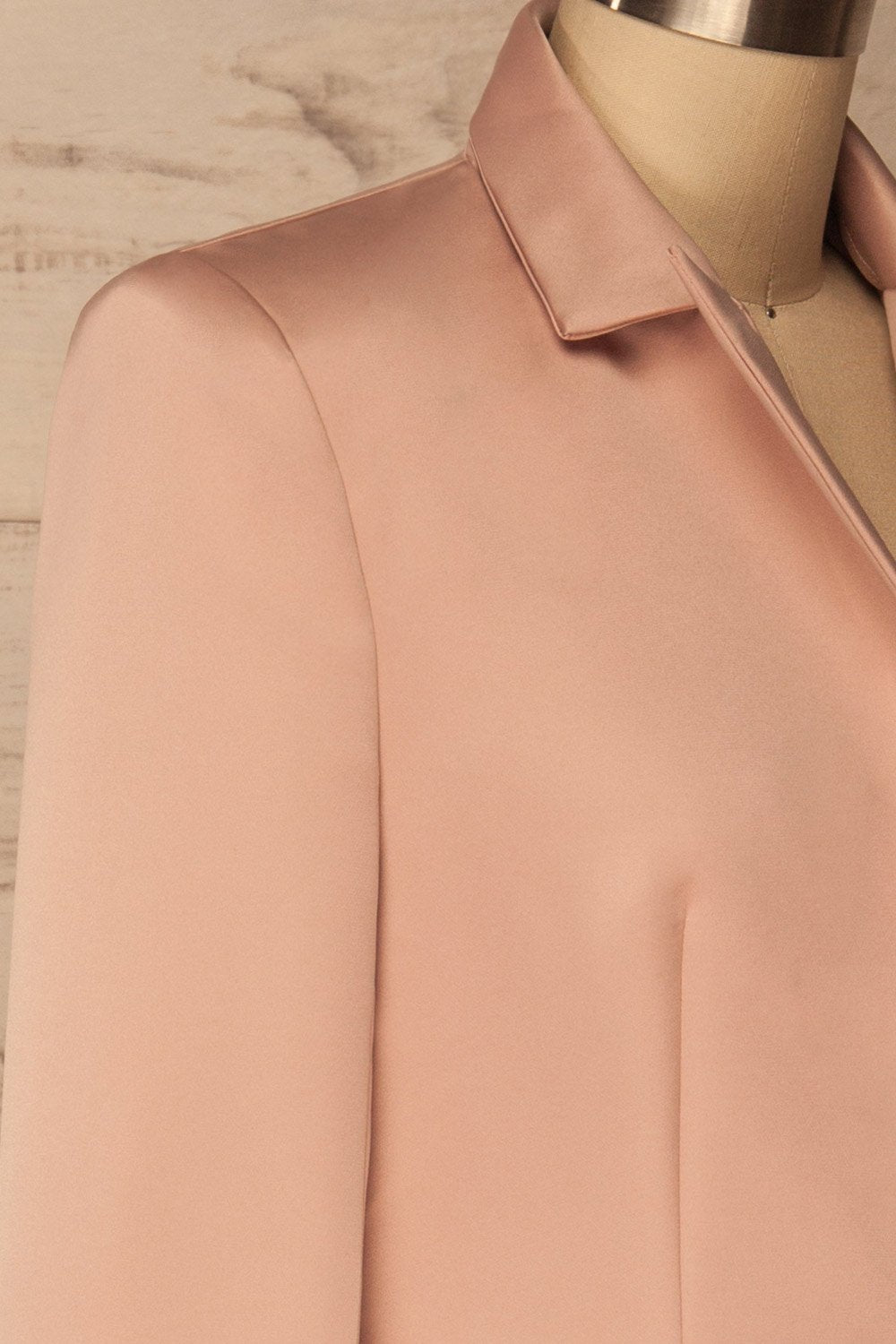 Galdina Dusty Pink Satin Blazer Coat | La Petite Garçonne