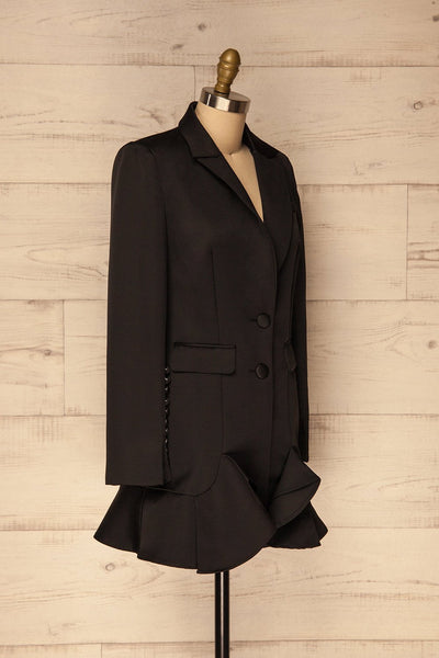 Galdina Black Satin Blazer Coat | La Petite Garçonne