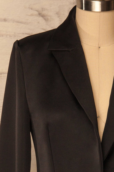 Galdina Black Satin Blazer Coat | La Petite Garçonne