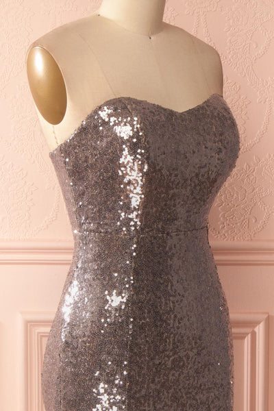 Galia Aube Silver-Lilac Sequins Bustier Mermaid Gown | Boutique 1861