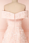 Galyna Pink Floral Off-Shoulder A-Line Gown | Boutique 1861 back close-up