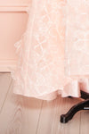 Galyna Pink Floral Off-Shoulder A-Line Gown | Boutique 1861 bottom close-up