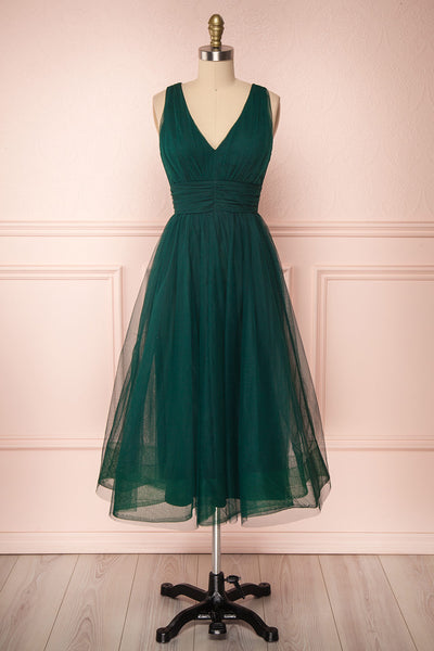 Galynne Émeraude Party Dress | Robe en Tulle front view | Boutique 1861