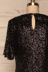 Gamze Noir Black Sequin Short Shift Dress back close up | La Petite Garçonne