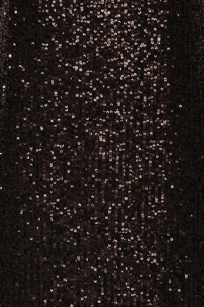 Gamze Noir Black Sequin Short Shift Dress fabric detail | La Petite Garçonne