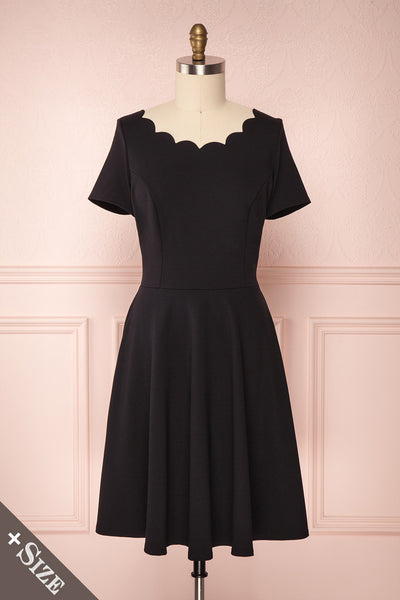 Gatho Noir Black Plus Size A-Line Cocktail Dress | Boutique 1861