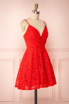 Gavina Red Lace A-Line Party Dress | Robe | Boutique 1861 side view