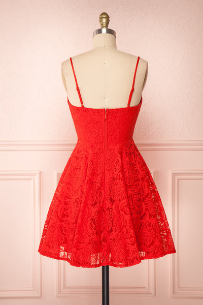 Gavina Red Lace A-Line Party Dress | Robe | Boutique 1861 back view