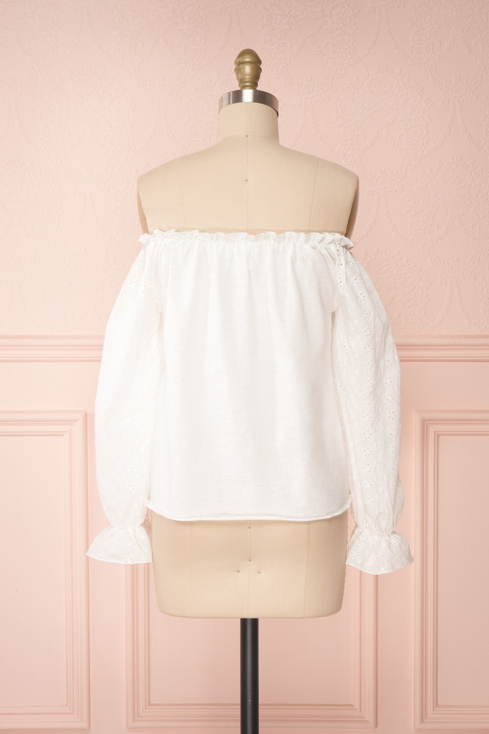 Geirdis White Blouse w/ Openwork Sleeves | Boutique 1861 back view