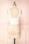 Gelsey White Pleated V-Neck Crop Top | Boutique 1861 back view