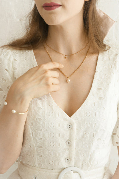 Tertium Doré Gold Bangle Bracelet with Pearls | La Petite Garçonne 2