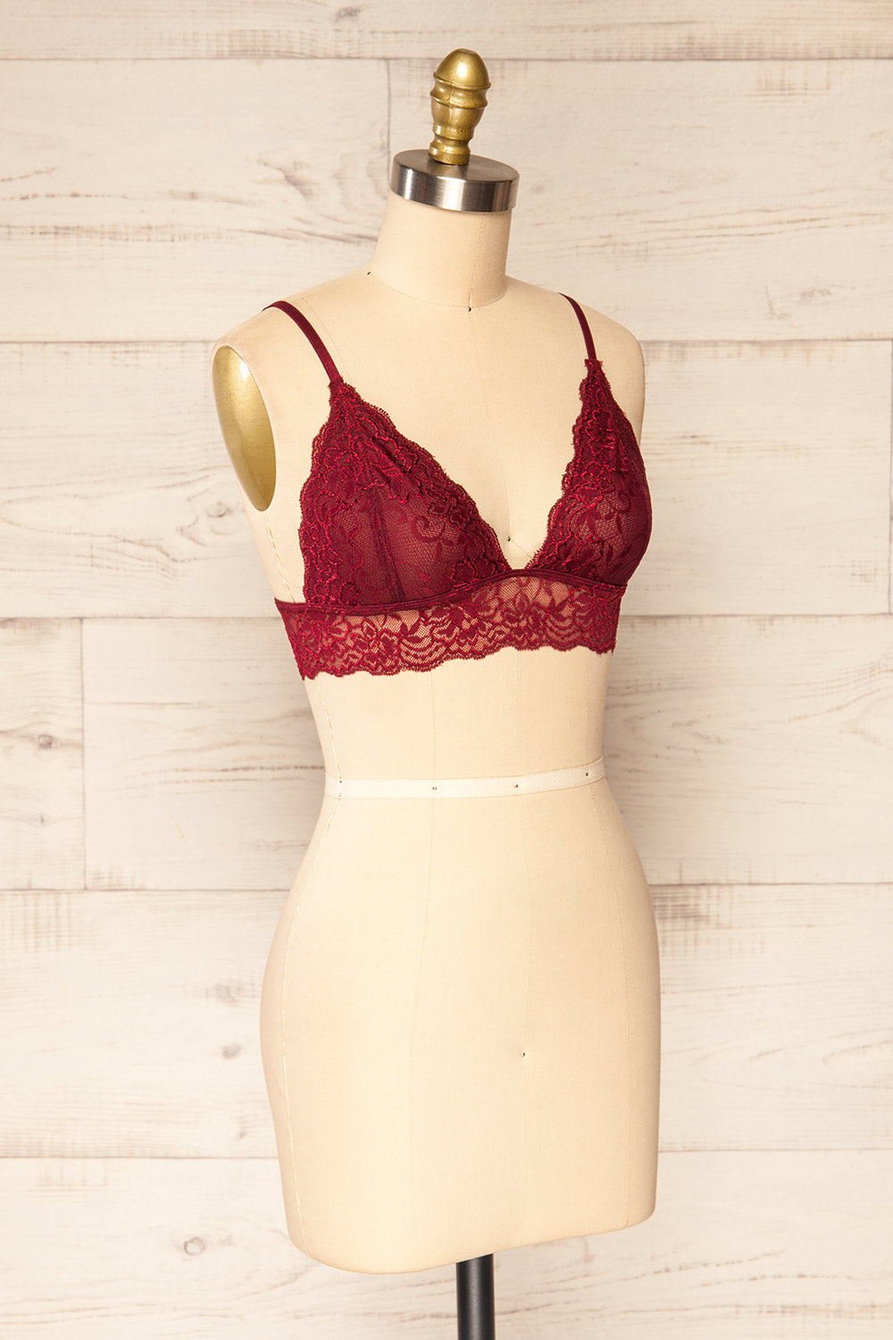 Genk Burgundy Lace Bralette | La petite garçonne  side view 