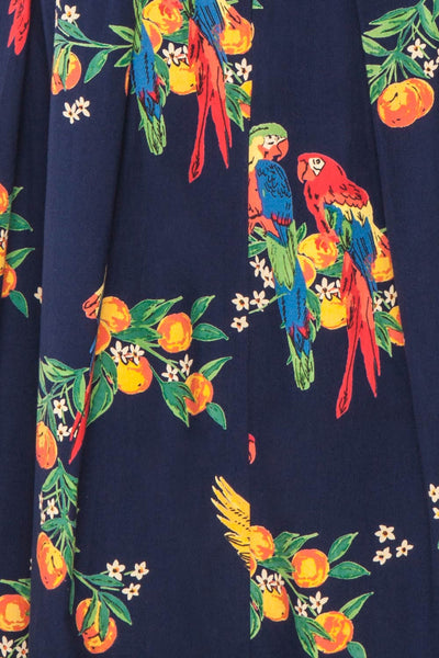 Gennesis Blue Tropical Pleated Midi A-Line Dress | Boutique 1861