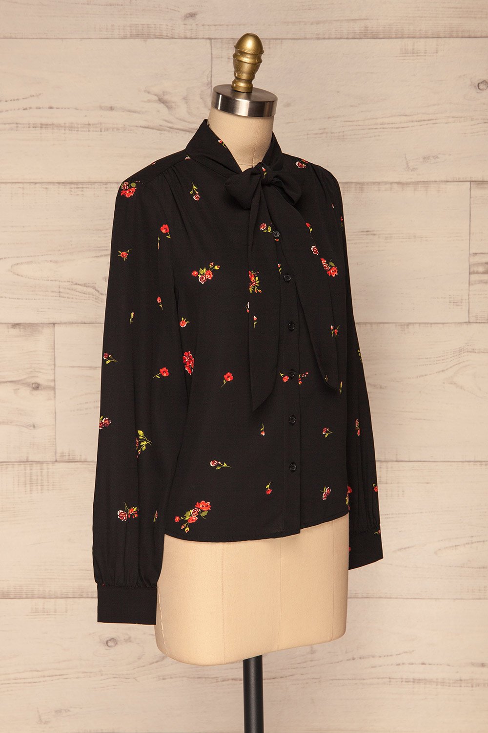 Gersende Red Floral Chiffon Shirt | Chemise side view | La Petite Garçonne